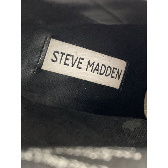 Steve Madden 6M  Lynden Black Patent Square Toe Ankle Boots Block Heels 8332 - Picture 5 of 9